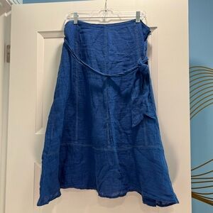 Brora Blue Linen Tie-Waist Skirt - Women size large